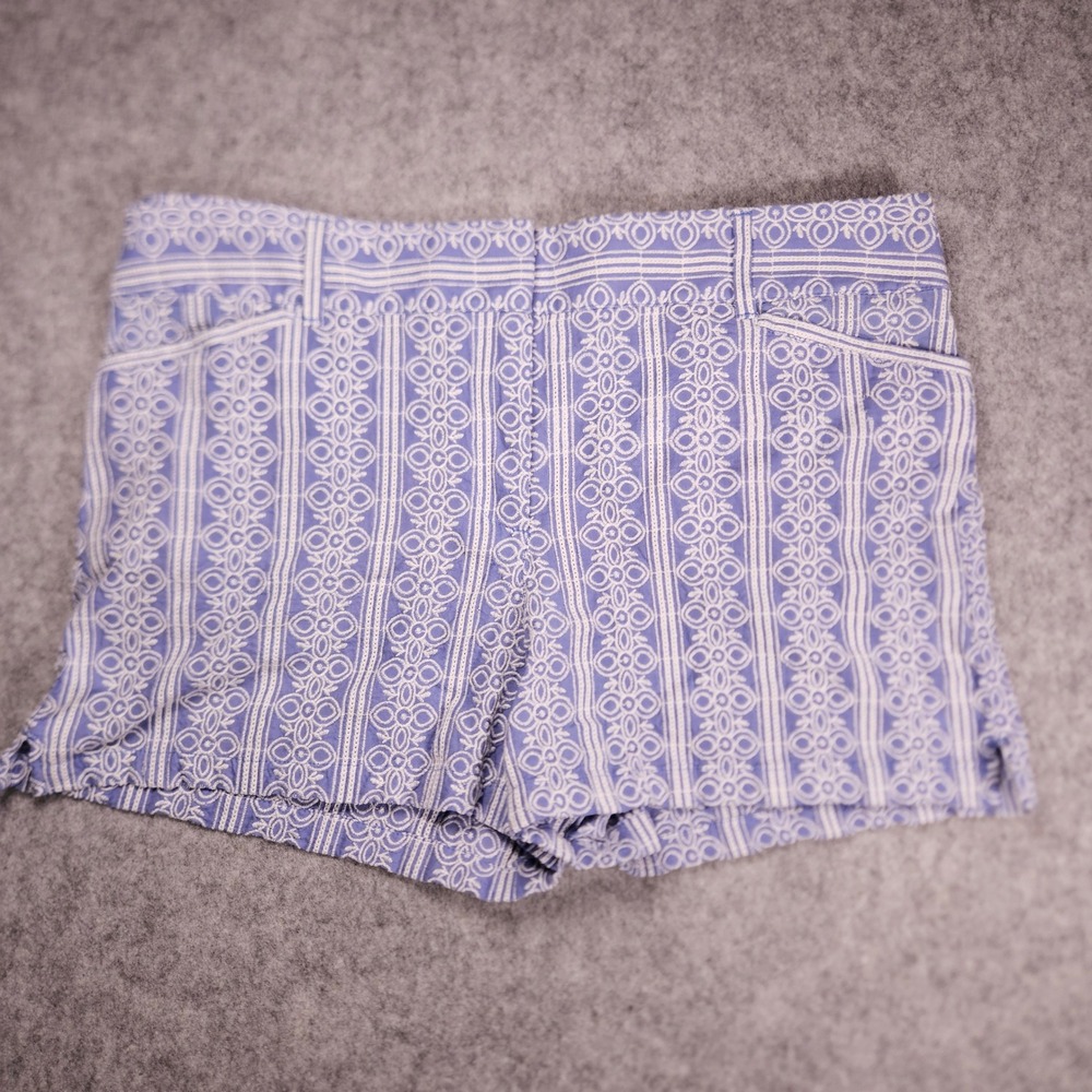 Ann Taylor LOFT Womens Blue Embroidered Cotton Geometric Casual Shorts Size 12